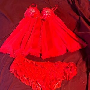 Victoria’s Secret Red Baby Doll Lingerie